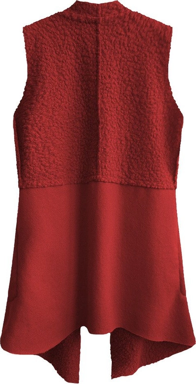 KAMIZELKA OVERSIZE Z ŁĄCZONYCH MATERIAŁÓW CZERWONA (545ART)