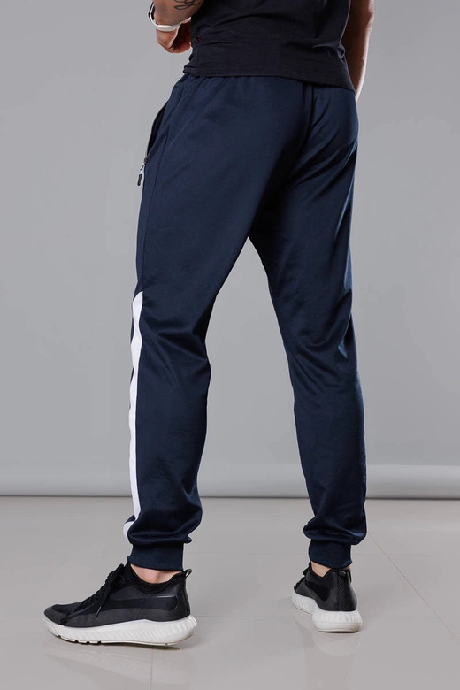 Męskie spodnie dresowe z wstawkami granat-biały (8K172)