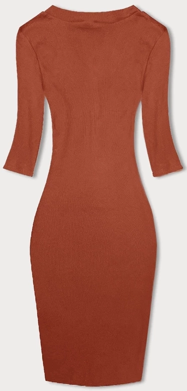 Dopasowana sukienka w prążki pomarańczowa (5579-20)