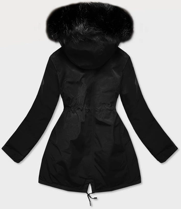 Dwustronna damska  kurtka zimowa czarno-brązowa (w557)