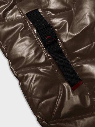 Metaliczna dopasowana zimowa kurtka damska Rosse Line brązowa (7227)