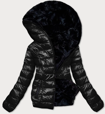 KRÓTKA DWUSTRONNA KURTKA DAMSKA ZIMOWA CZARNA (B9580-101)