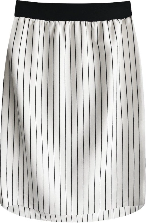 SPÓDNICA MIDI W PASKI BIAŁO-CZARNA (422ART)