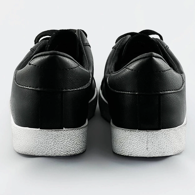 Damskie trampki z łączonych materiałów czarne (1088)