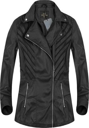 DŁUŻSZA KURTKA Z WSTAWKAMI CZARNA (5257BIG)