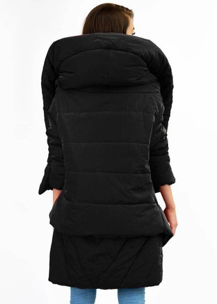 ASYMETRYCZNA DAMSKA KURTKA ZIMOWA CZARNA (X700XART)