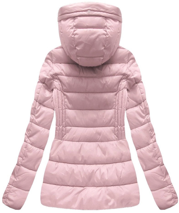KRÓTKA ZIMOWA KURTKA DAMSKA Z KAPTUREM PUDROWY RÓŻ (B1032-30)
