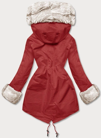 Parka z futrzaną podpinką ciemnoczerwona (5M763-6)