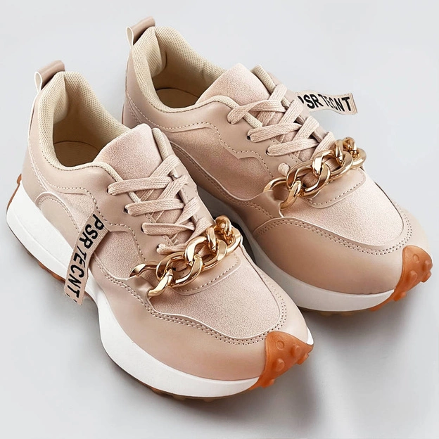 BUTY SPORTOWE Z ŁAŃCUCHEM BEŻOWE (N-206)
