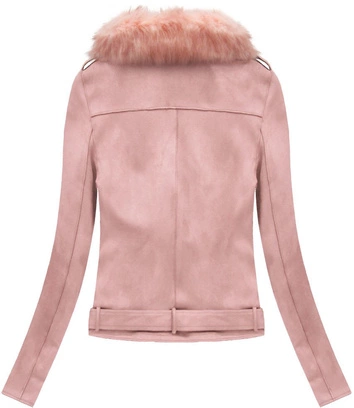 ZAMSZOWA DAMSKA RAMONESKA Z FUTERKIEM PUDROWY RÓŻ (6500)