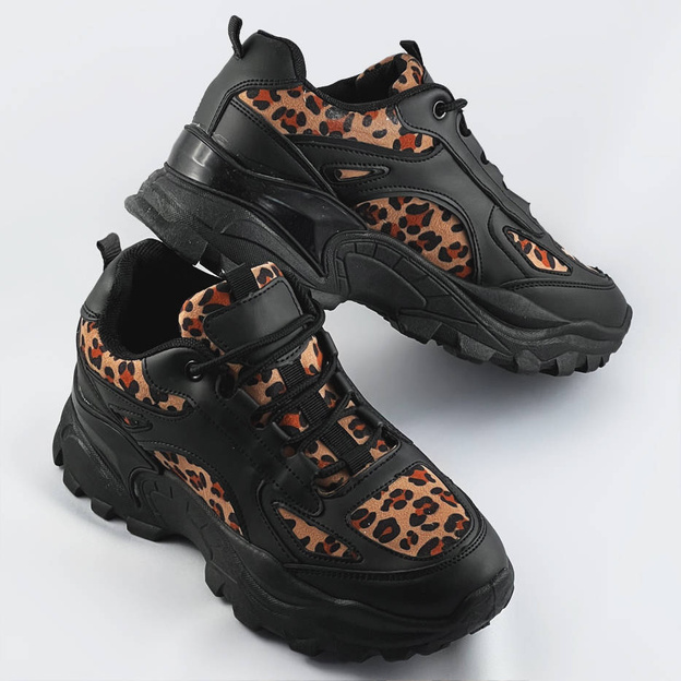 Buty sportowe damskie panterka czarne (6370)