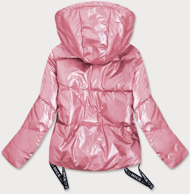 KRÓTKA KURTKA DAMSKA Z ASYMETRYCZNYM DOŁEM RÓŻOWA (632ART)