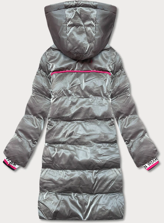 Damska kurtka zimowa z kolorowymi wstawkami szara (CAN-594)