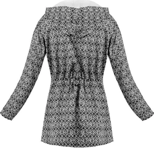 NARZUTKA Z KAPTUREM W DROBNE ROMBY CZARNA (8023)