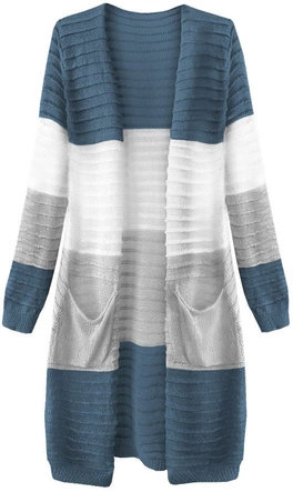PRĄŻKOWANY KARDIGAN NIEBIESKO-BIAŁY (222ART)