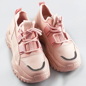 Sznurowane sneakersy na platformie różowe (ra5)