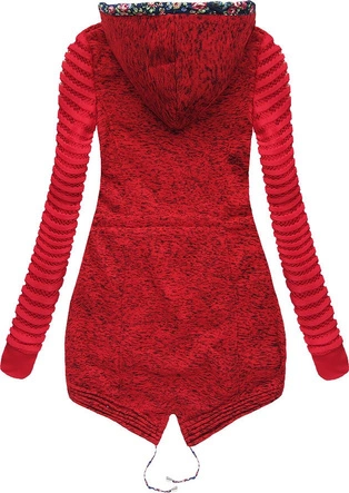 CIEPŁA BLUZA Z KAPTUREM CZERWONA (LX723)