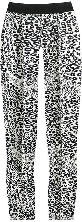 BŁYSZCZĄCE LEGGINSY W PANTERKĘ BIAŁO-CZARNE (315/1ART)