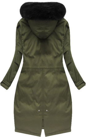 BAWEŁNIANA ZIMOWA PARKA DAMSKA Z PUCHEM NATURALNYM KHAKI (7085/2)