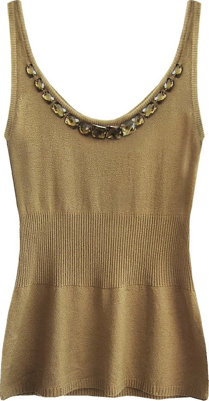 SWETERKOWA BLUZKA NA RAMIĄCZKACH KARMELOWA (1104)