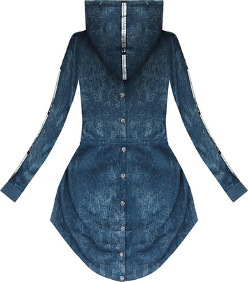 BLUZA Z HAFTAMI I NAPISAMI NIEBIESKA 2/1 (J63BS)