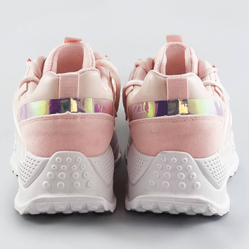 Sneakersy damskie z podwójnymi sznurówkami różowe (7001)