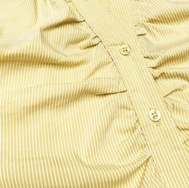 Bluzka z krótkim rękawem żółta w paski (SST16222D)