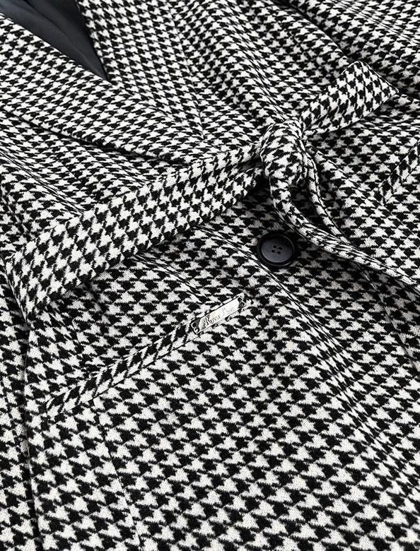 KLASYCZNY PŁASZCZ Z PASKIEM CZARNO-BIAŁY (2720)