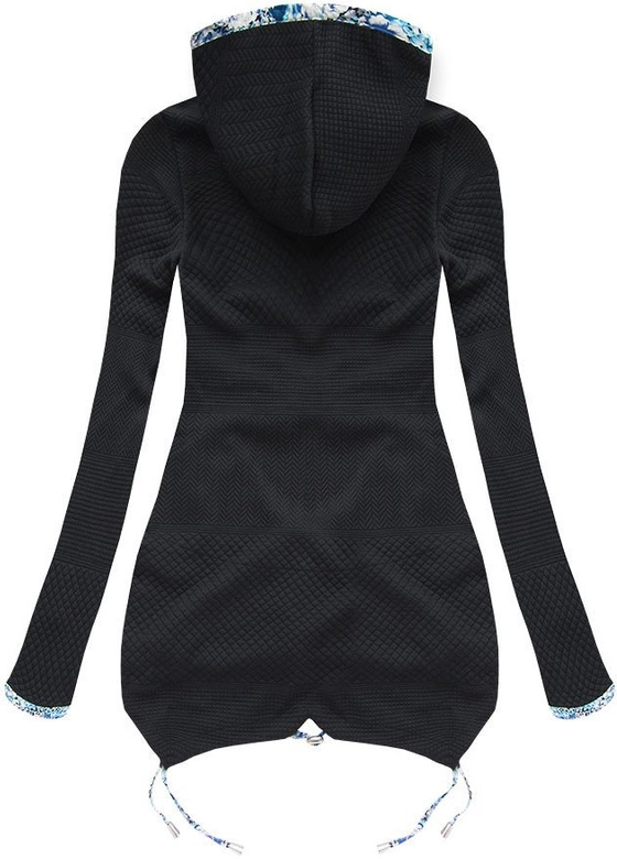 DŁUGA BLUZA Z KAPTUREM CZARNO-ZIELONA (LX100M)