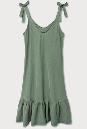 SUKIENKA Z FALBANĄ SZAROZIELONA (393ART)