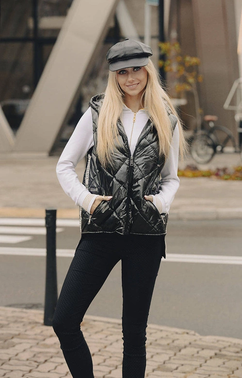 Błyszcząca kamizelka damska czarna (ag3-02)