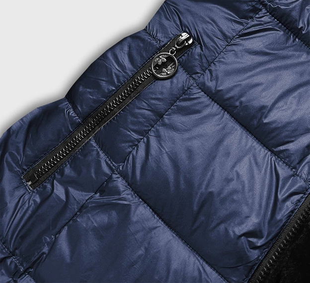 Dwustronna kurtka futro damska granatowa (b8053-3)