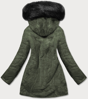 Ciepła kurtka zimowa damska dwustronna czarna/khaki (w610)
