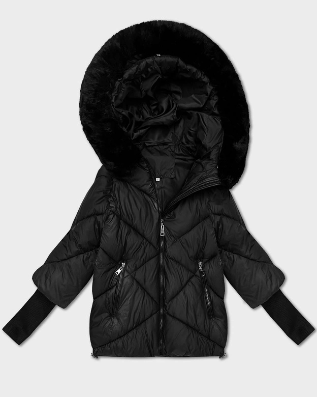 Lekka luźna kurtka damska z kapturem Minority czarna (M6-6031-1)