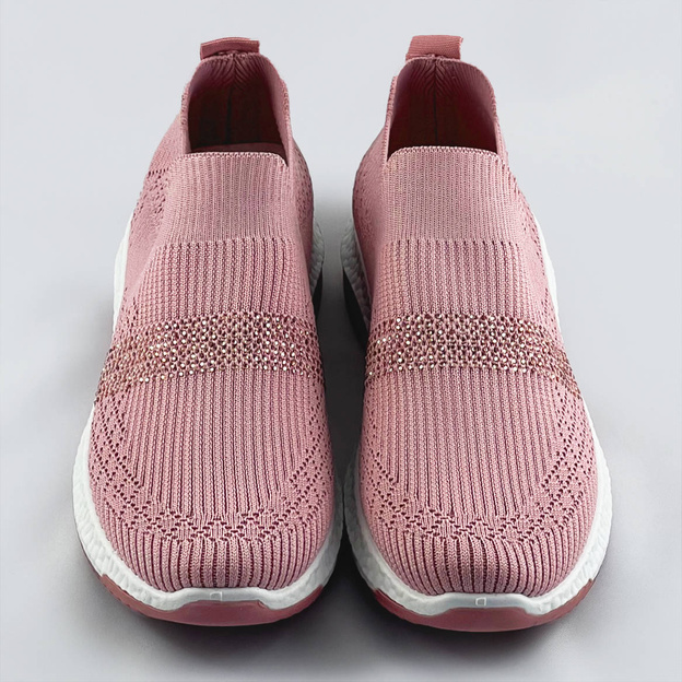 Ażurowe buty damskie z cyrkoniami różowe (c1057)