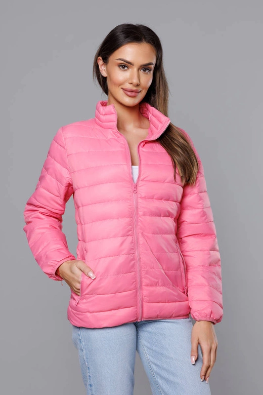 Lekka pikowana kurtka damska różowa (58M23037-46)