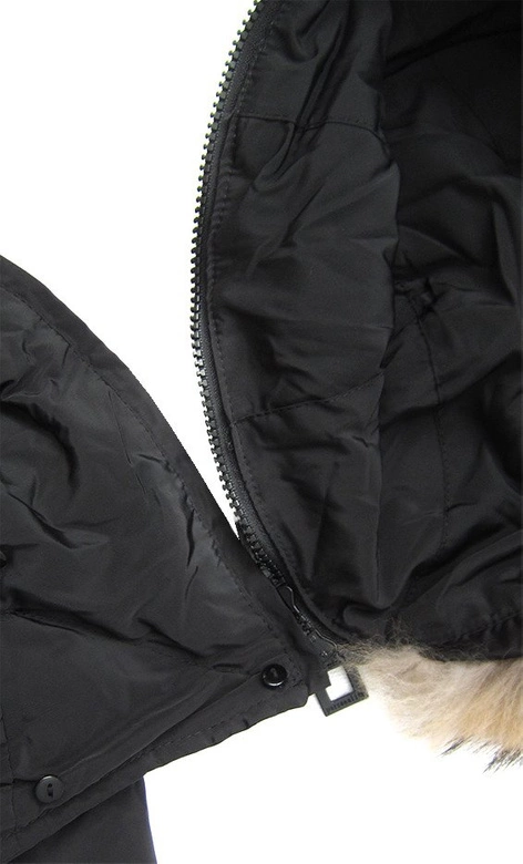 PIKOWANA KURTKA Z PUCHEM NATURALNYM CZARNA (X1296X)