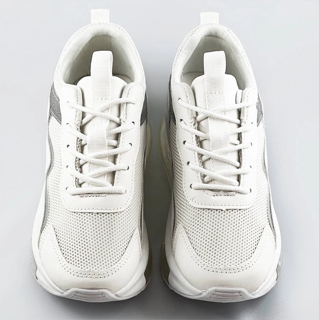 Buty sportowe damskie z transparentną podeszwą białe (ym-148)