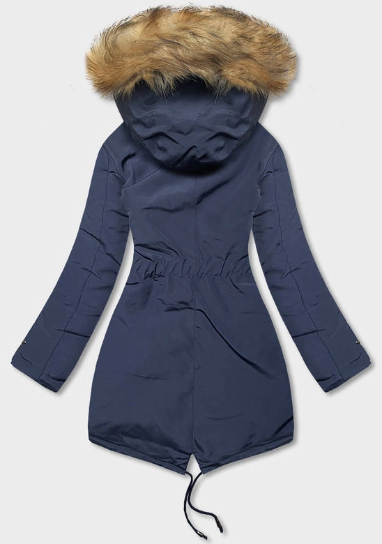 Dwustronna kurtka damska zimowa granatowo-beżowa (2M-21508)