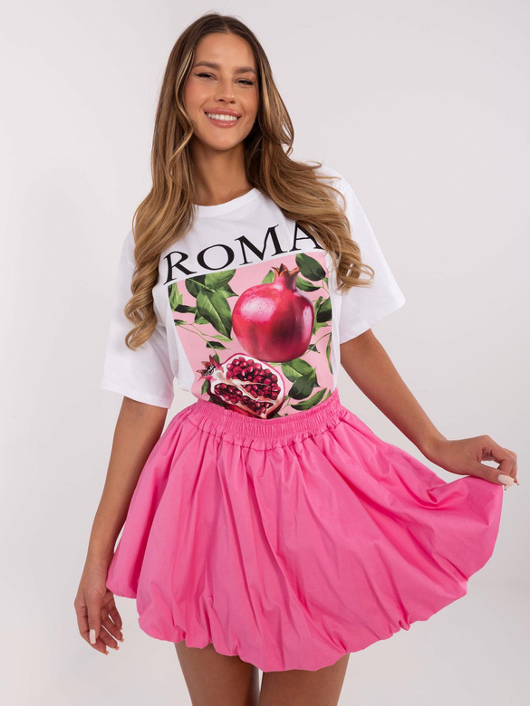 Mini spódnica bombka w gumkę różowa (2547)