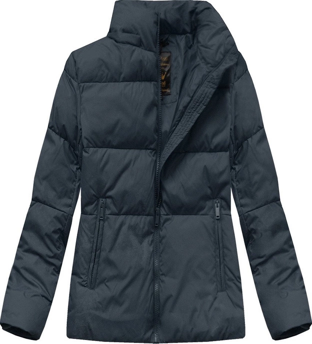 Zimowa krótka pikowana kurtka damska granatowa (7694)