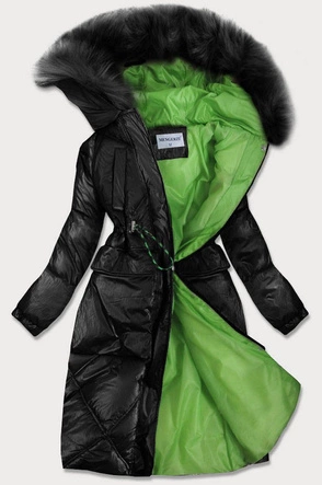 BŁYSZCZĄCA PIKOWANA KURTKA DAMSKA ZIMOWA CZARNA (977)