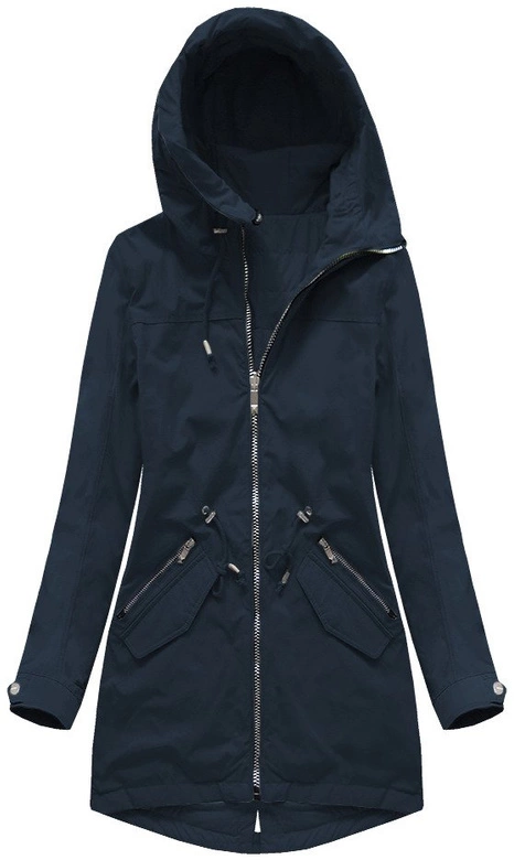 DWUSTRONNA KURTKA Z KAPTUREM GRANATOWA (W0230)