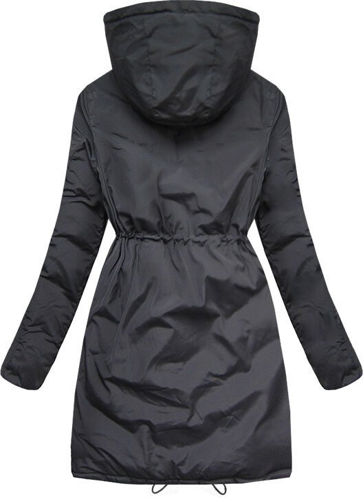 DWUSTRONNA PARKA Z KAPTUREM GRAFITOWO-CZARNA (MODEL16)