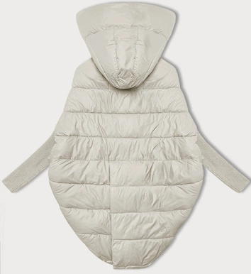 Oversizowa kurtka damska z dzianinowymi rękawami Way Mode ecru (MY0580)