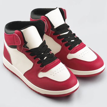 Damskie sneakersy za kostkę czerwono-białe (xa069)