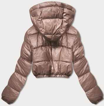 Krótka kurtka puchowa typu crop jasny brąz (d2-3831-305)