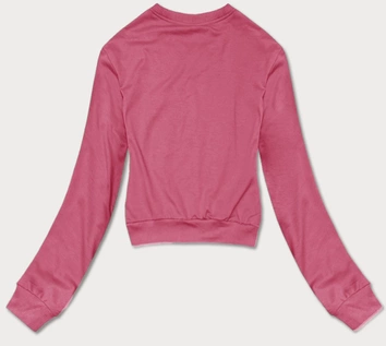 Cienka krótka bluza dresowa damska brudny róż (8B938-19)