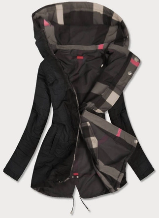 DWUSTRONNA KURTKA DAMSKA GRAFITOWO-CZARNA (W655BIG)