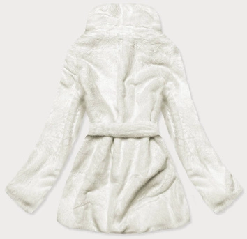 Damska kurtka futro z kołnierzem biała (gsq2166)